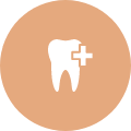 Animated tooth with emergency medical cross highlighted