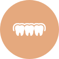 Animated row of teeth under orthodontic aligner highlighted