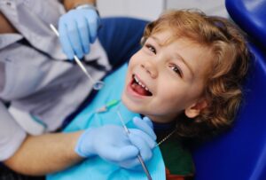 Child at the dentist. 