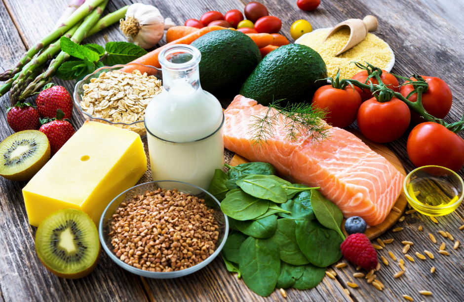Spread of healthy, whole foods