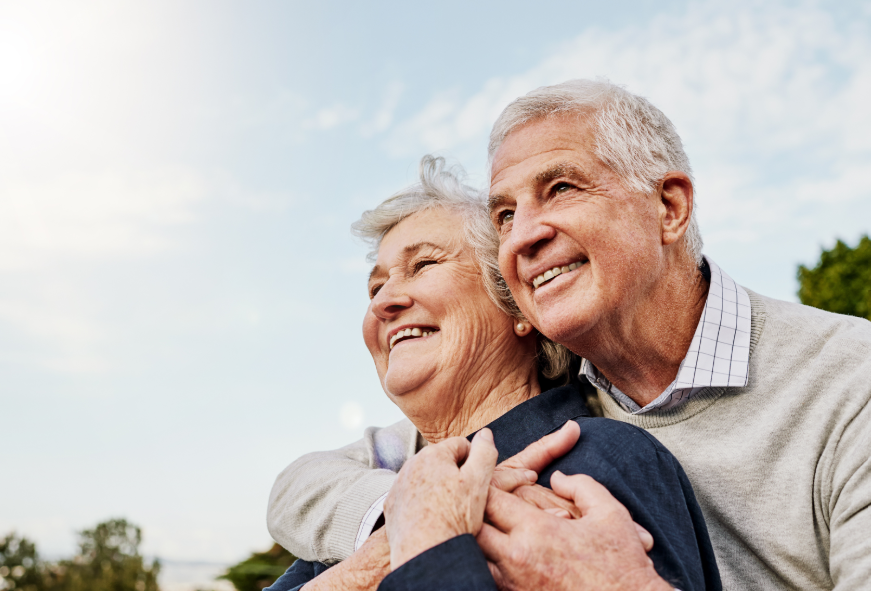 Senior couple, smiling